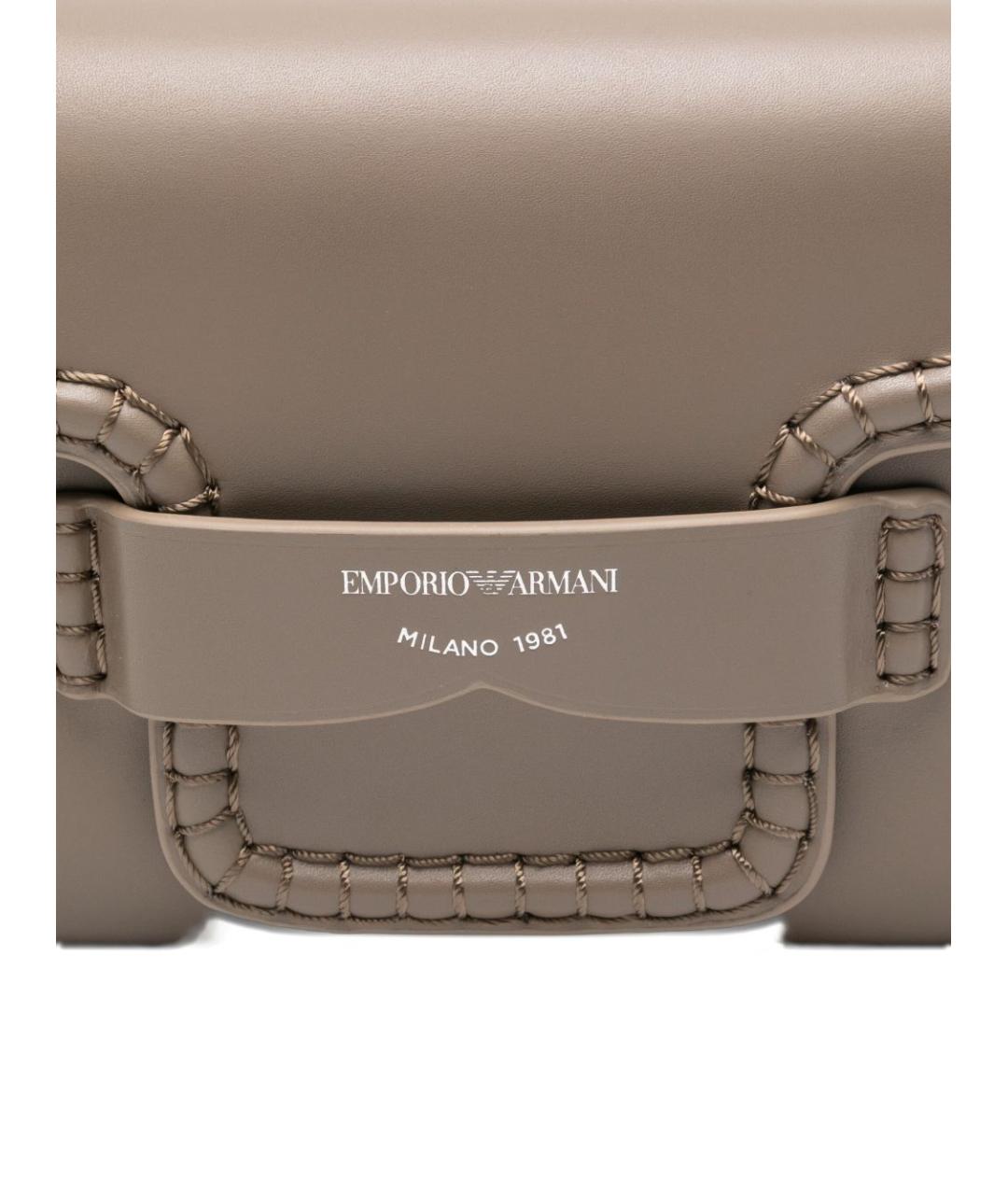 EMPORIO ARMANI Бежевая кожаная сумка через плечо, фото 4