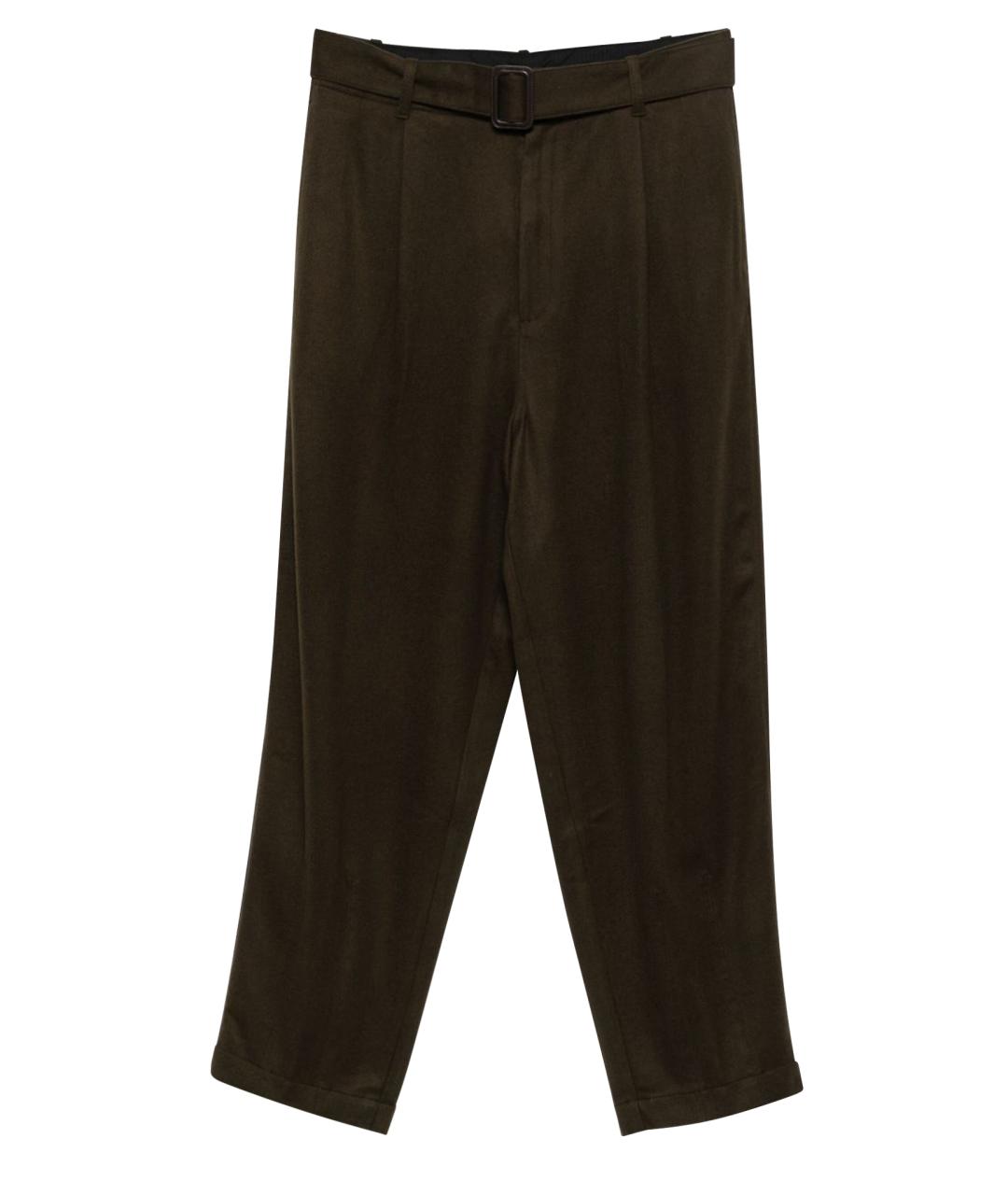 EMPORIO ARMANI Зеленые шерстяные повседневные брюки, фото 1