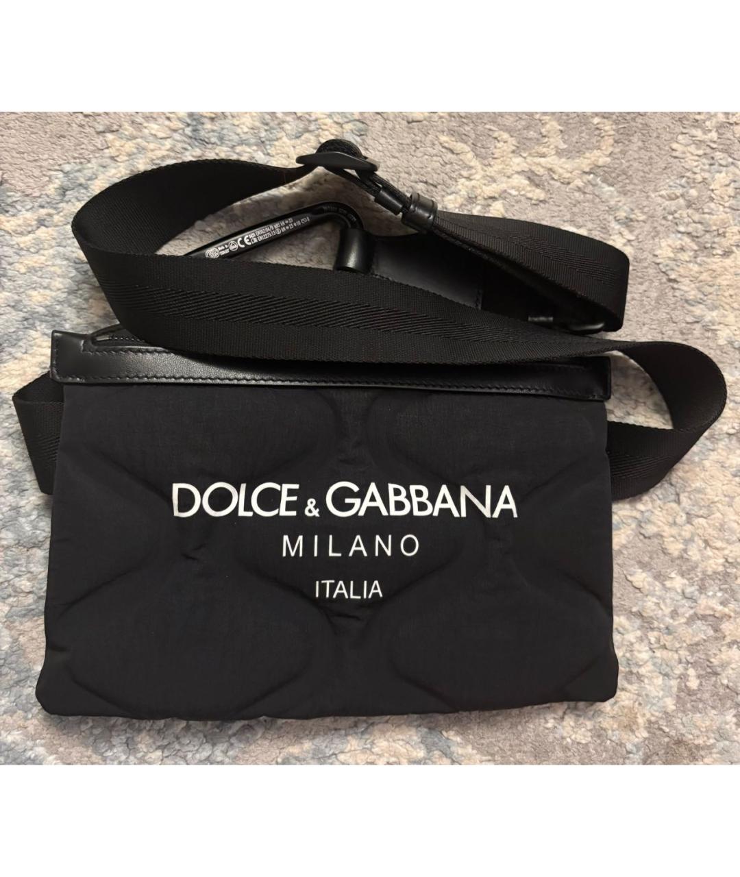 DOLCE&GABBANA Черная тканевая поясная сумка, фото 6