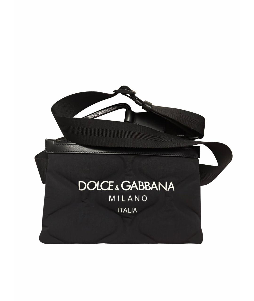 DOLCE&GABBANA Черная тканевая поясная сумка, фото 1