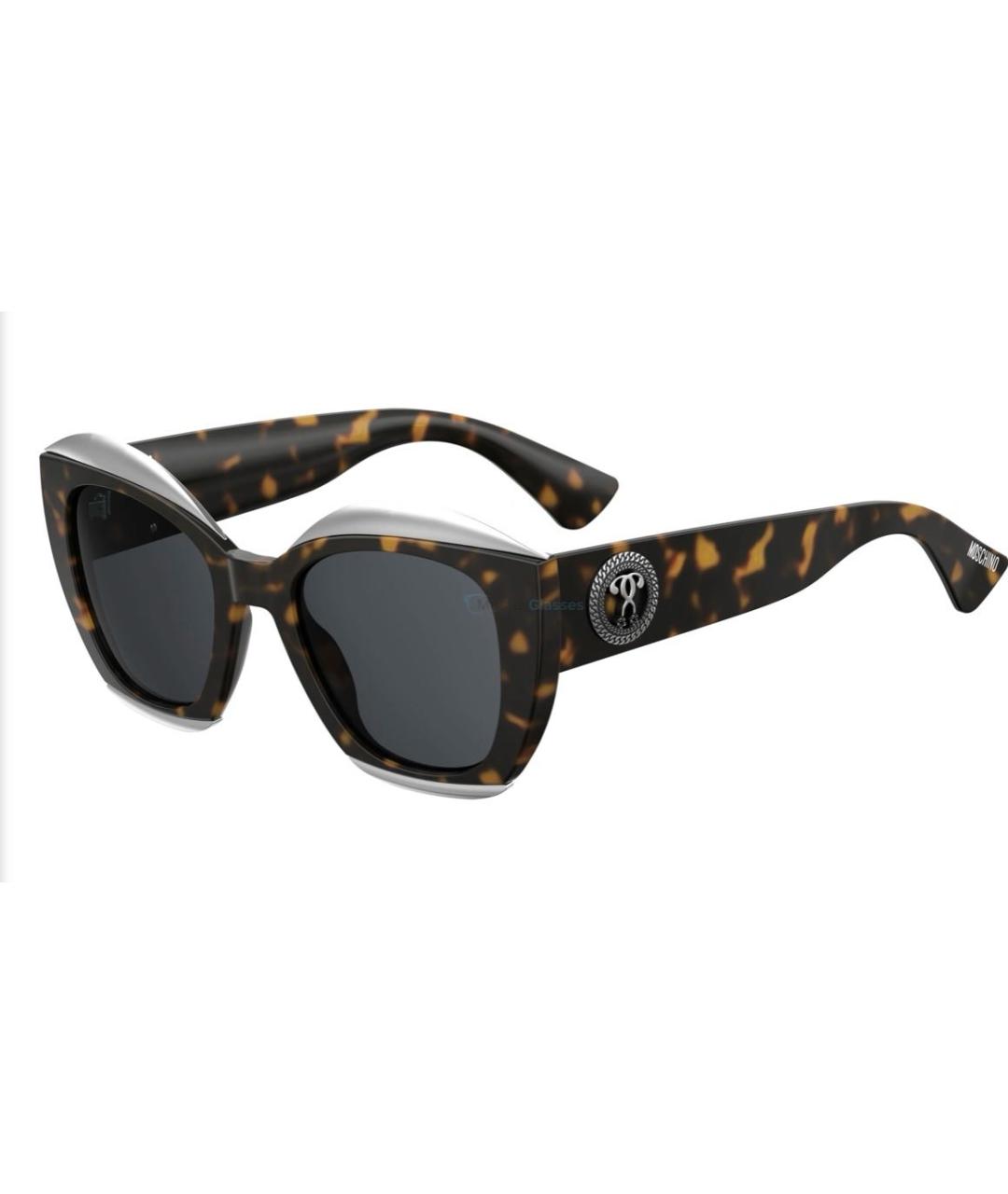 MOSCHINO Коричневые пластиковые солнцезащитные очки, фото 2