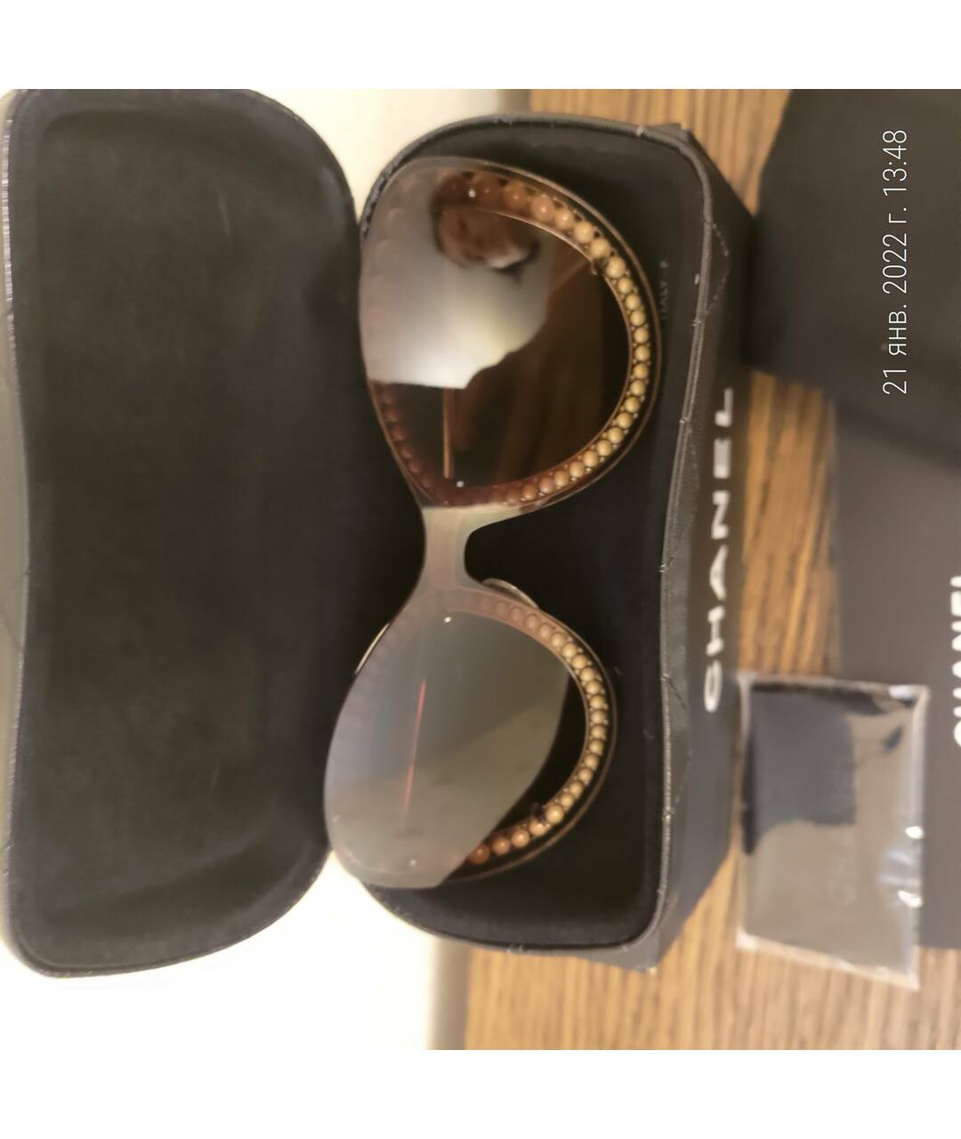 CHANEL Коричневые металлические солнцезащитные очки, фото 2