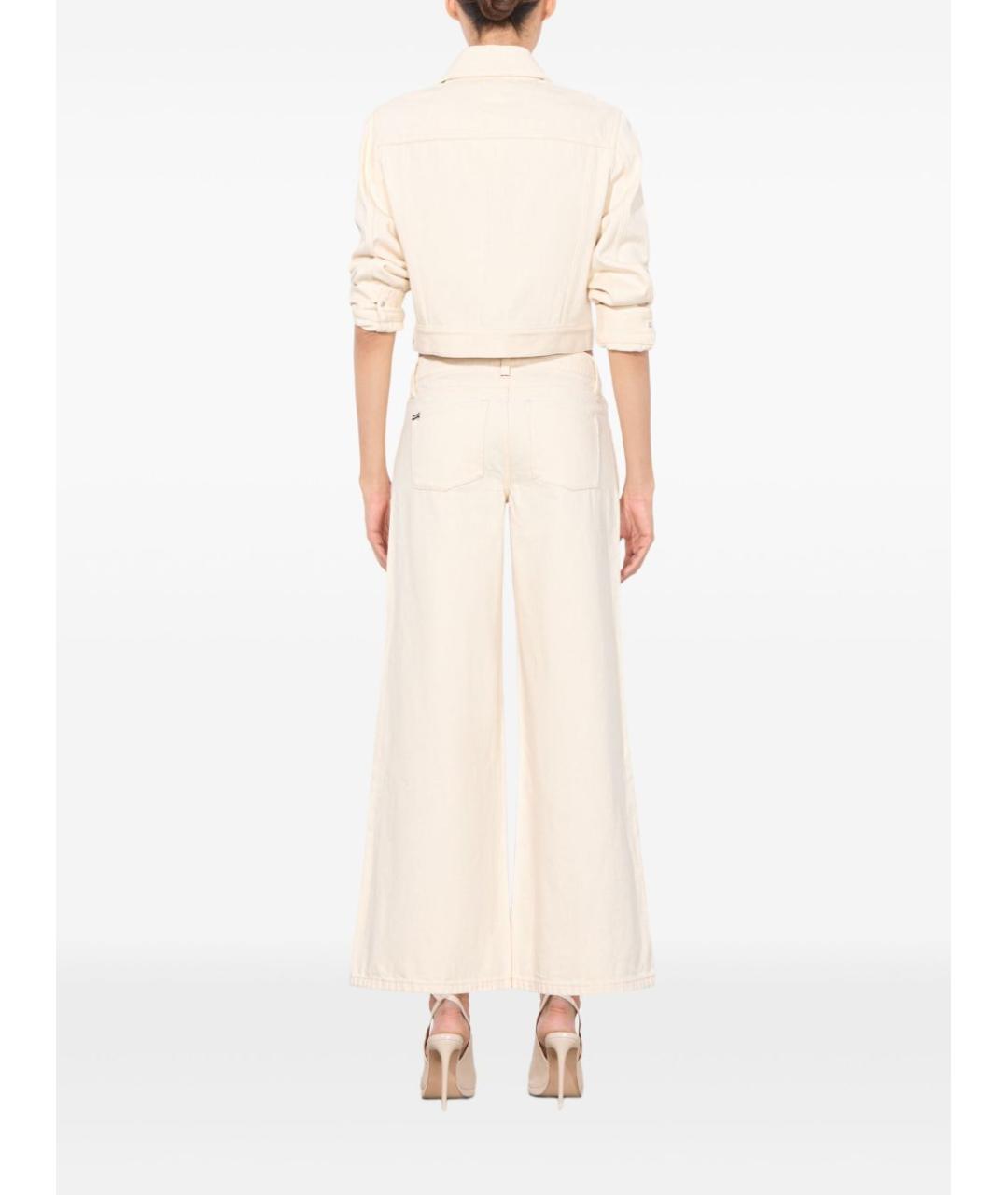 ALICE+OLIVIA Бежевые хлопковые джинсы клеш, фото 4