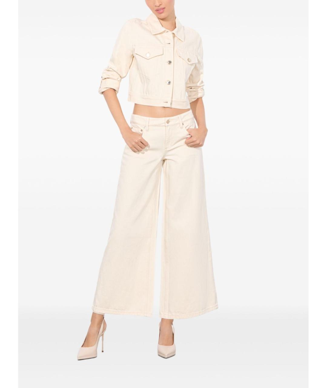 ALICE+OLIVIA Бежевые хлопковые джинсы клеш, фото 6