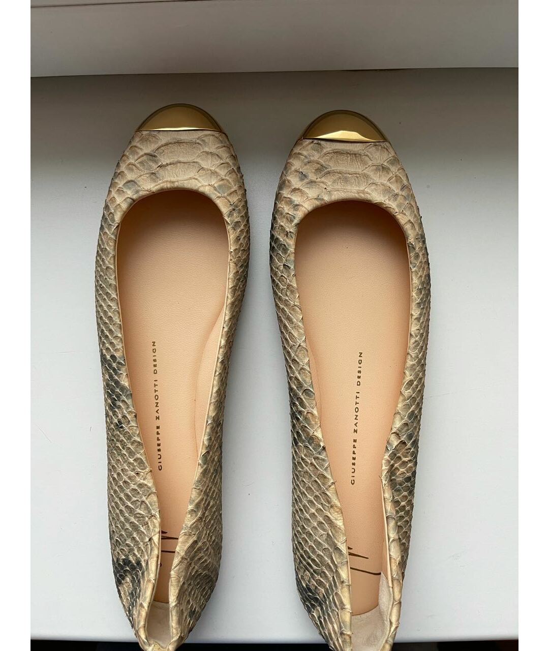 GIUSEPPE ZANOTTI DESIGN Бежевые балетки из экзотической кожи, фото 3