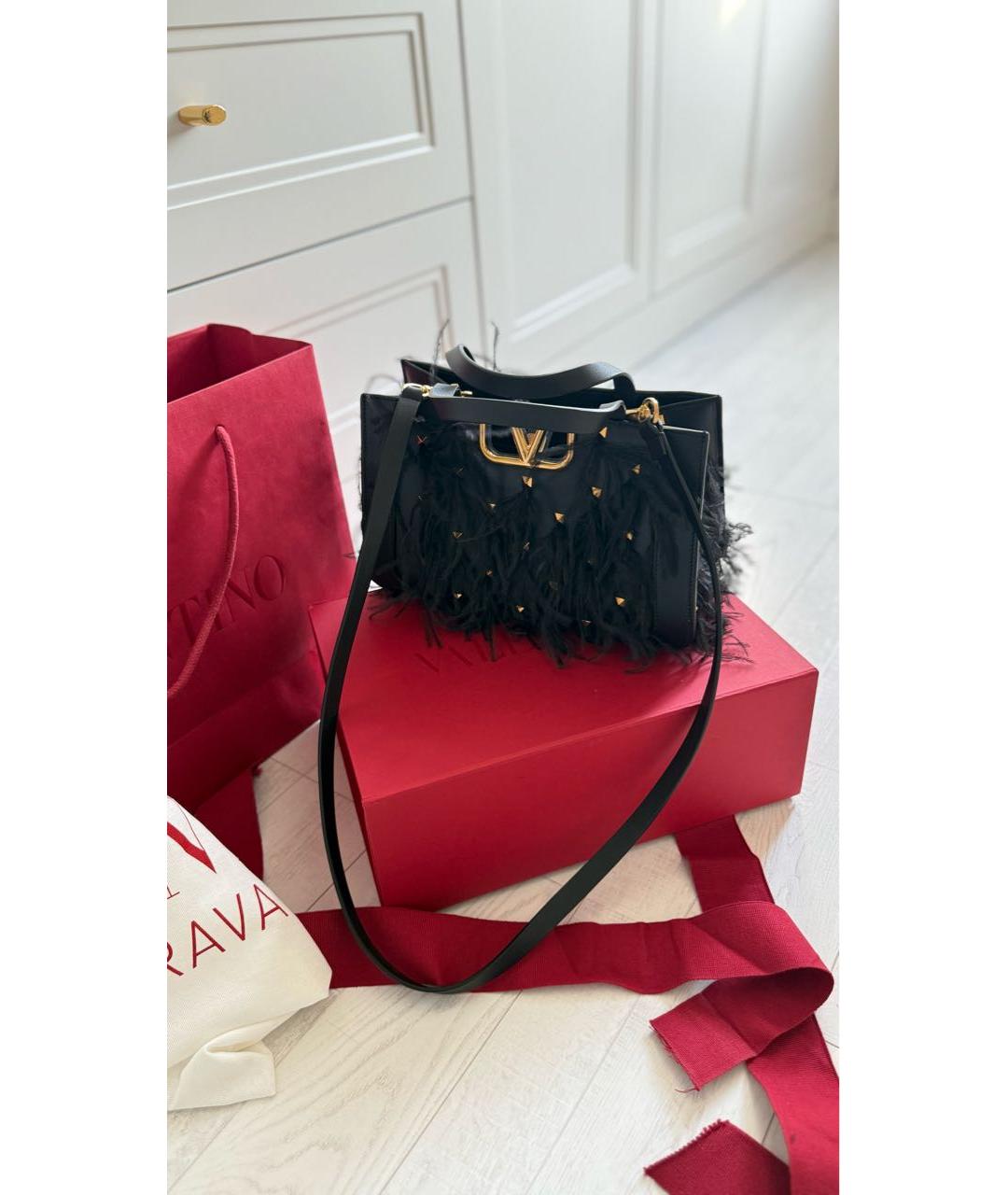 VALENTINO Черная кожаная сумка с короткими ручками, фото 4