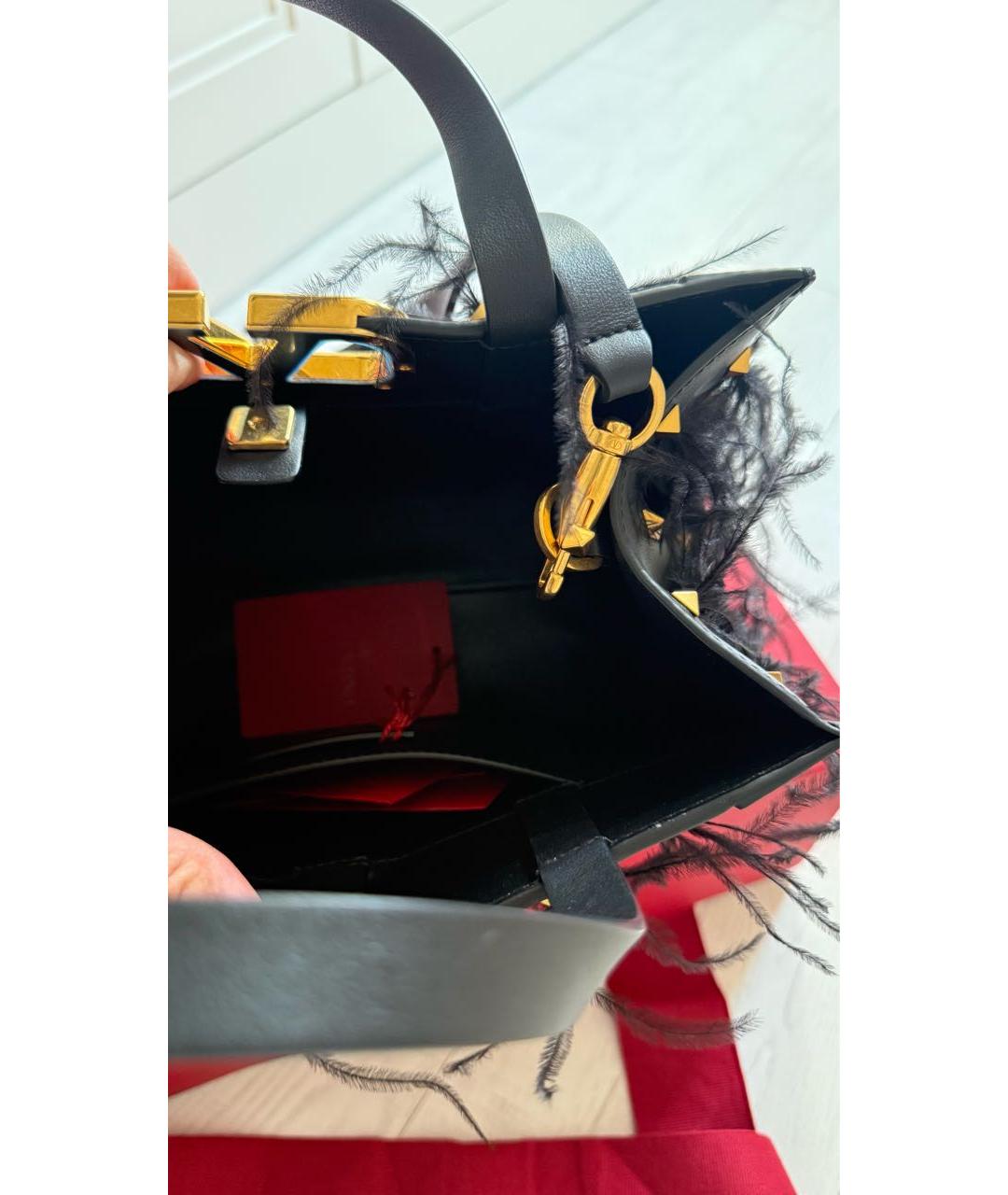 VALENTINO Черная кожаная сумка с короткими ручками, фото 3