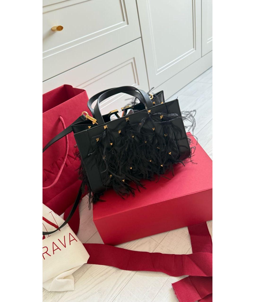 VALENTINO Черная кожаная сумка с короткими ручками, фото 5