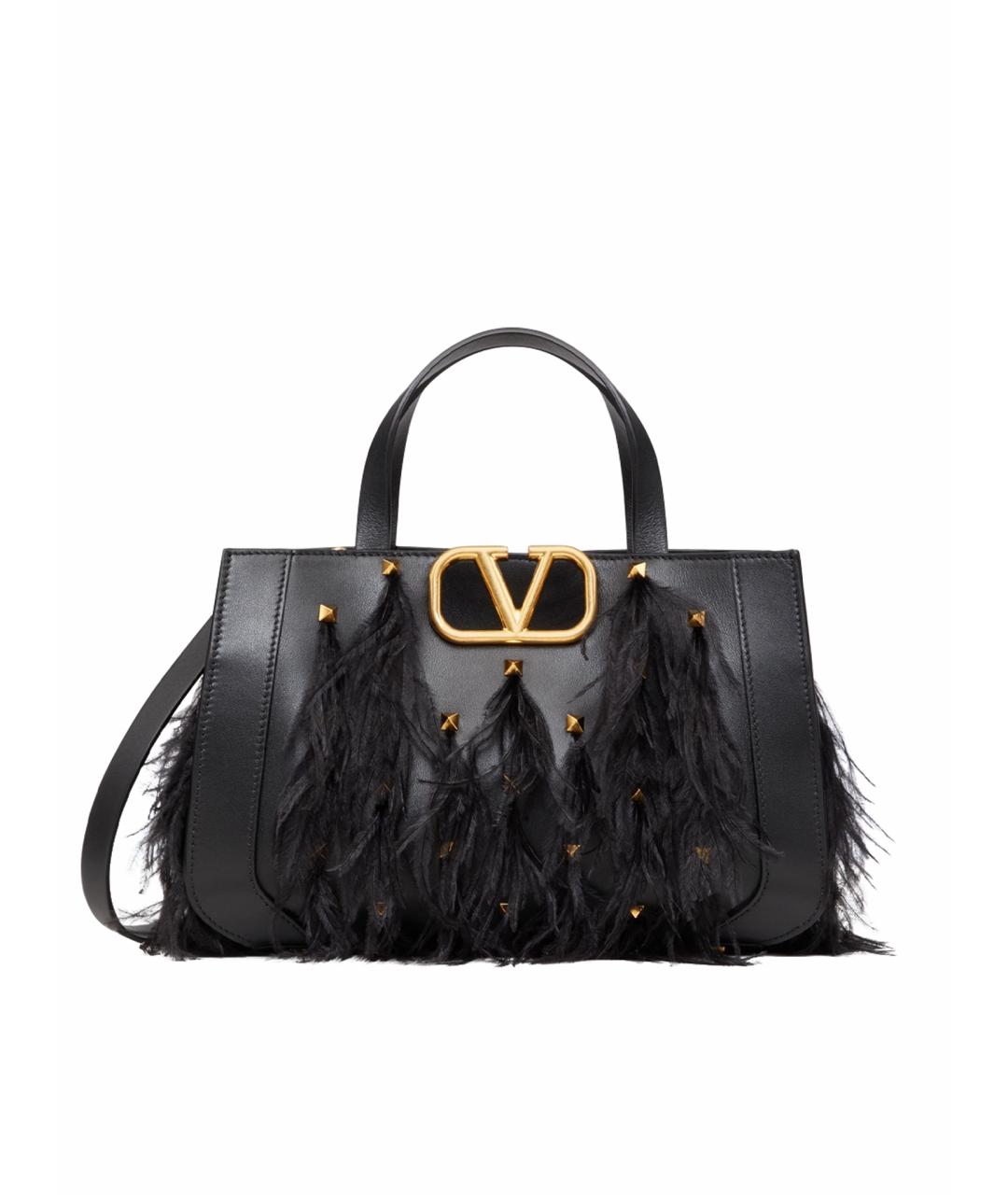 VALENTINO Черная кожаная сумка с короткими ручками, фото 1