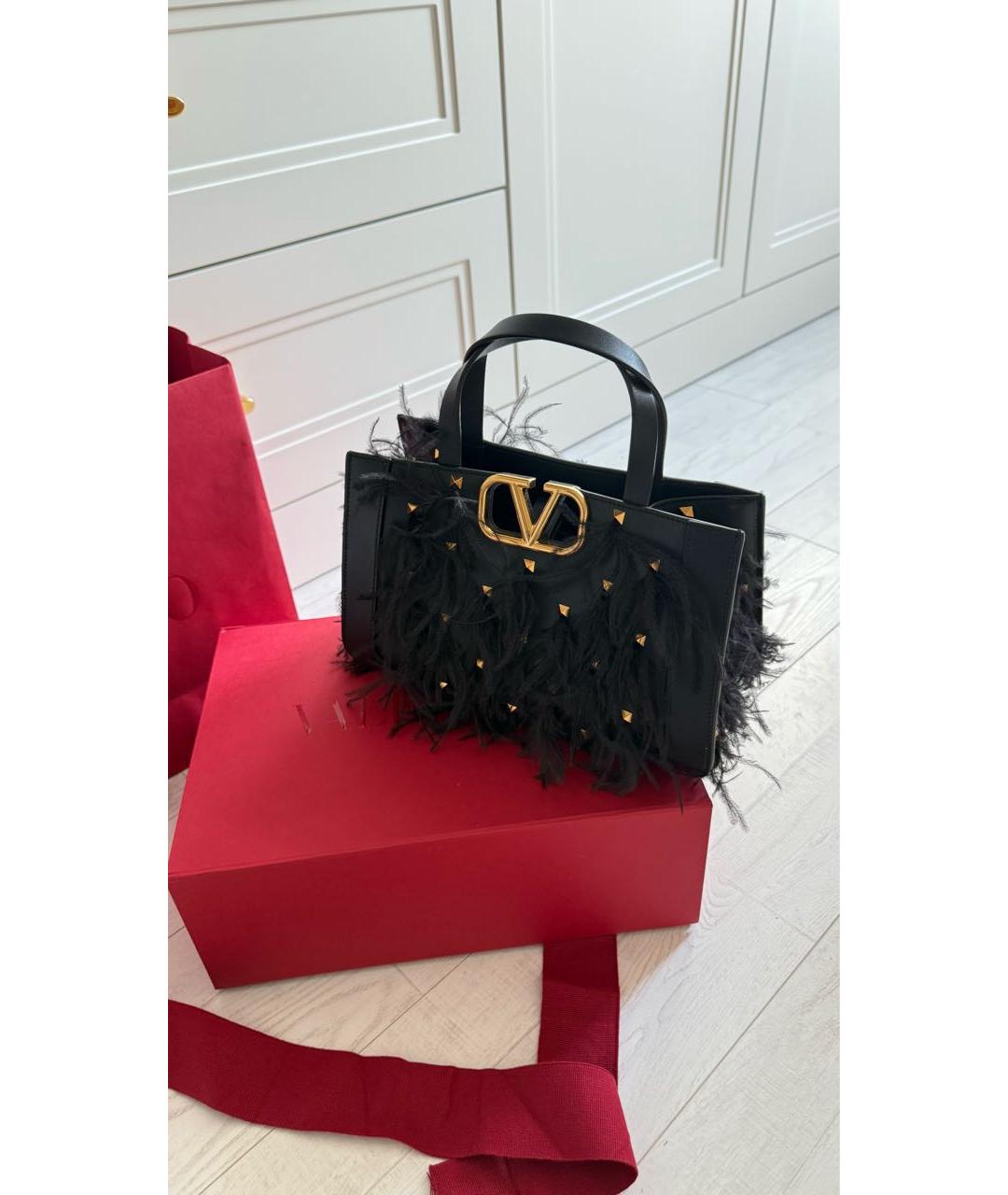 VALENTINO Черная кожаная сумка с короткими ручками, фото 6