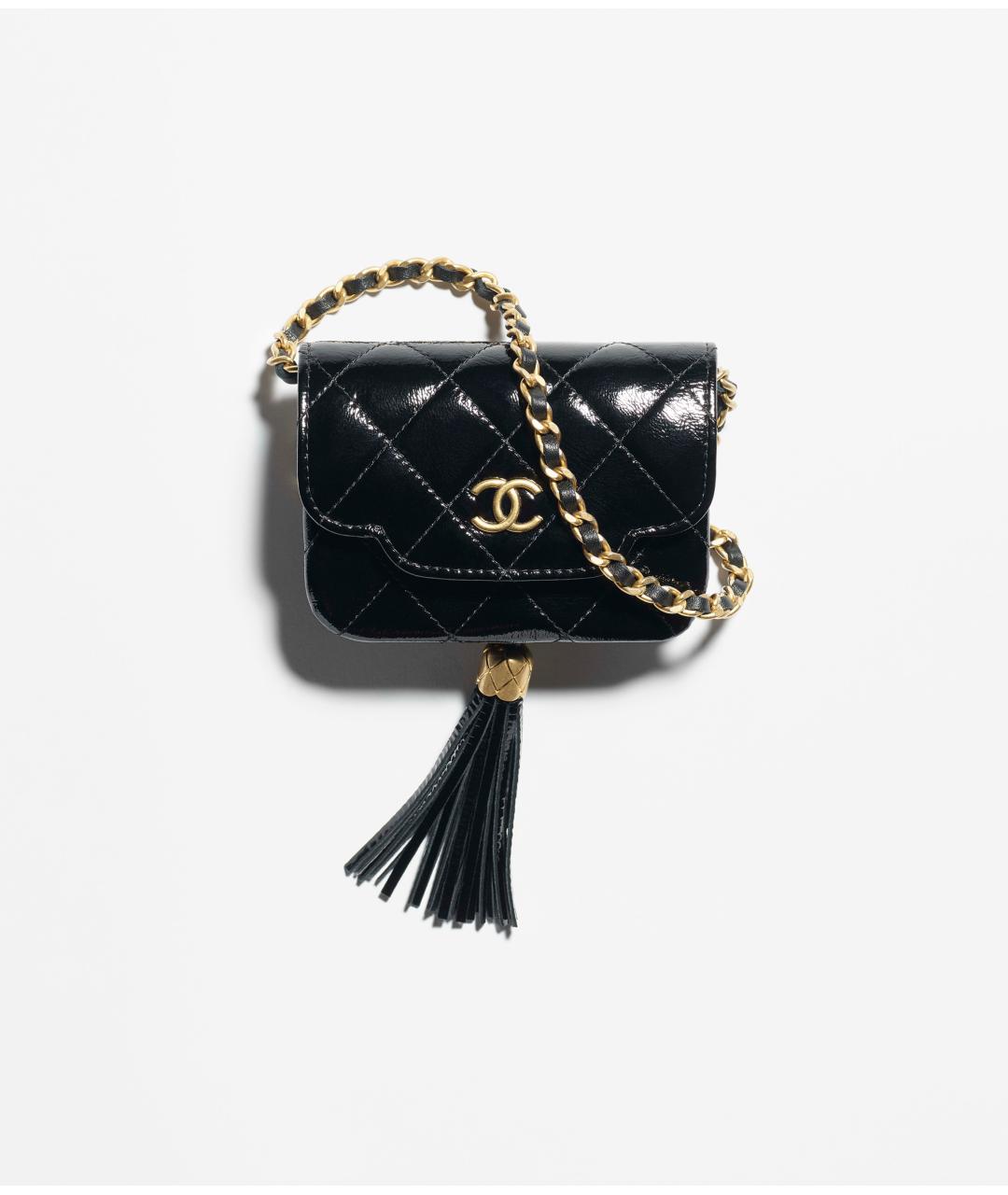 CHANEL Черная сумка через плечо из лакированной кожи, фото 6
