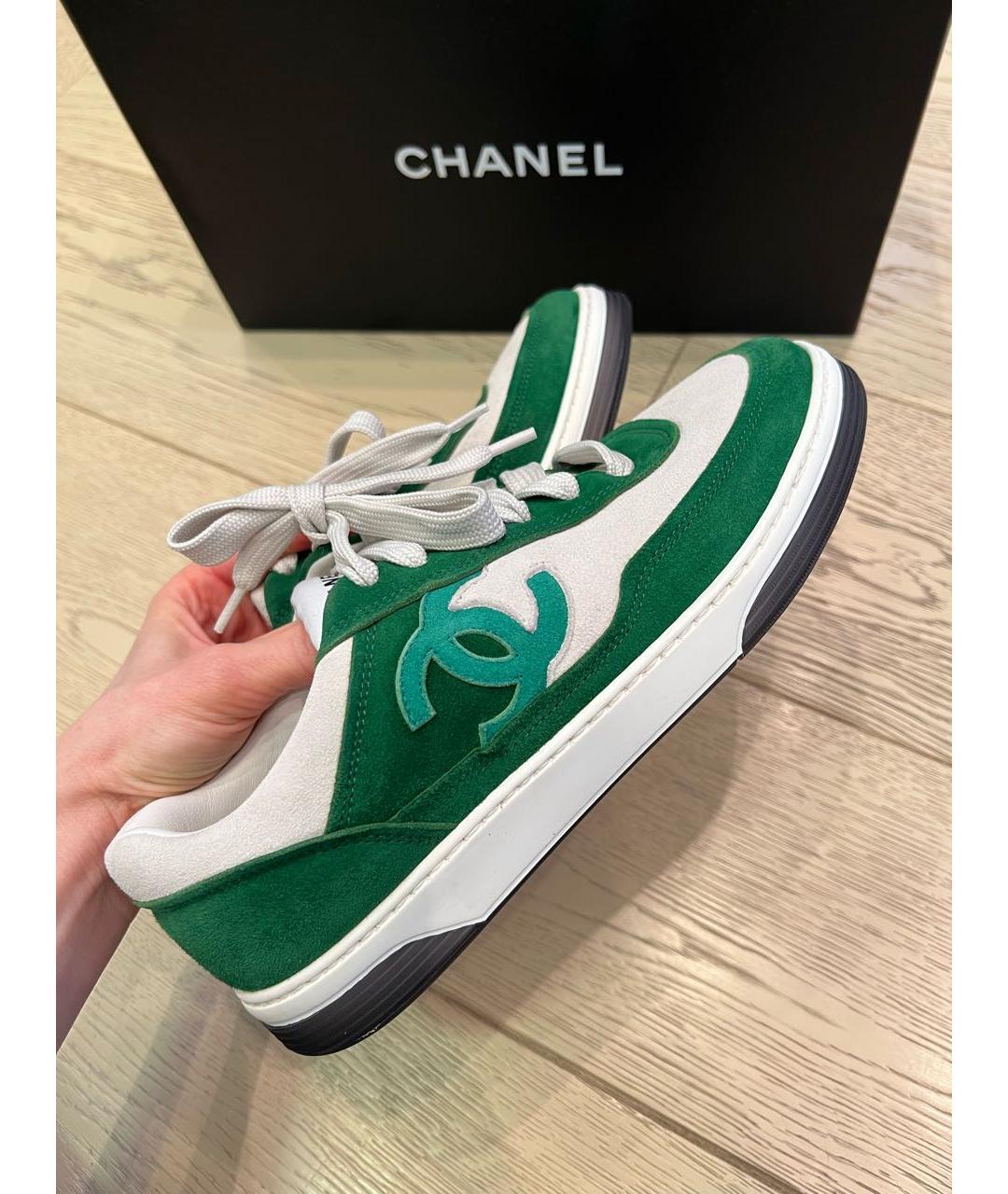 CHANEL Зеленые кожаные кеды, фото 8