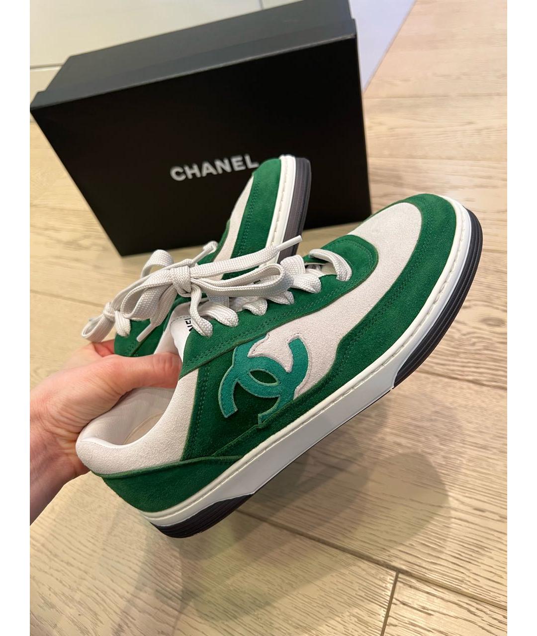 CHANEL Зеленые кожаные кеды, фото 9