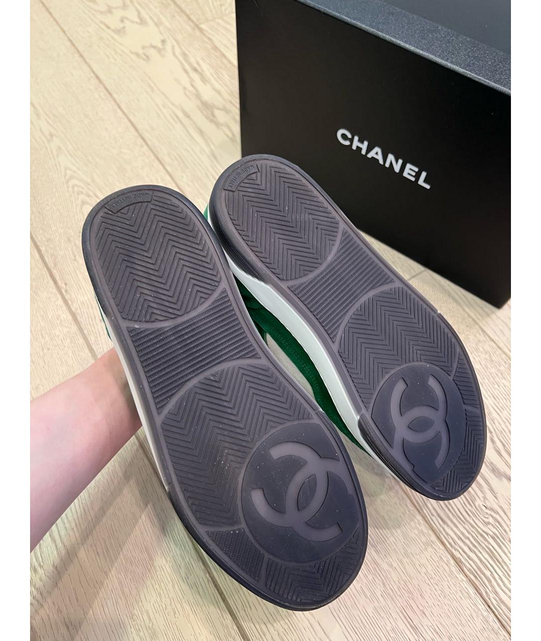 CHANEL Зеленые кожаные кеды, фото 3