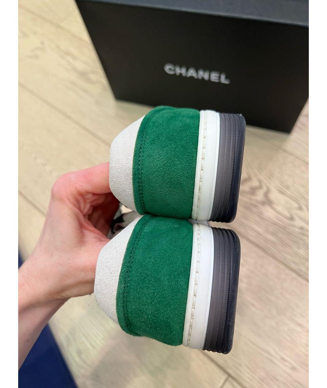 CHANEL Зеленые кожаные кеды, фото 4