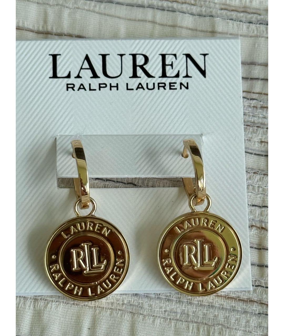 RALPH LAUREN Золотые металлические серьги, фото 2
