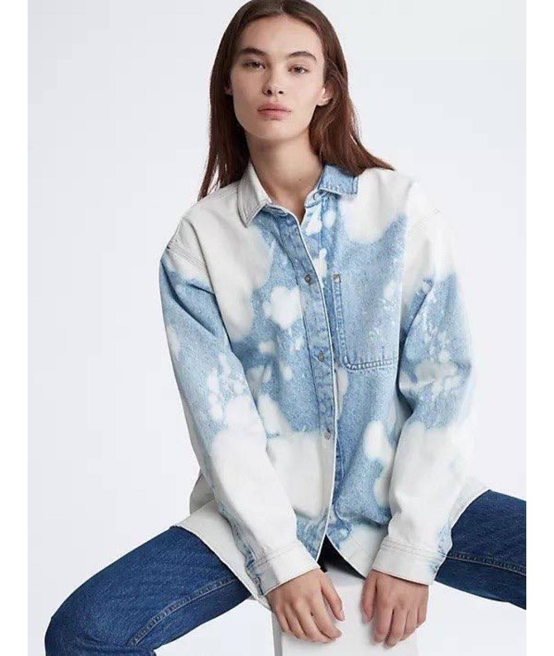 CALVIN KLEIN Голубая хлопковая рубашка, фото 3