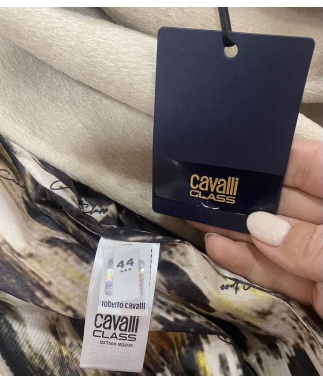 ROBERTO CAVALLI Бежевое полиэстеровое пальто, фото 3
