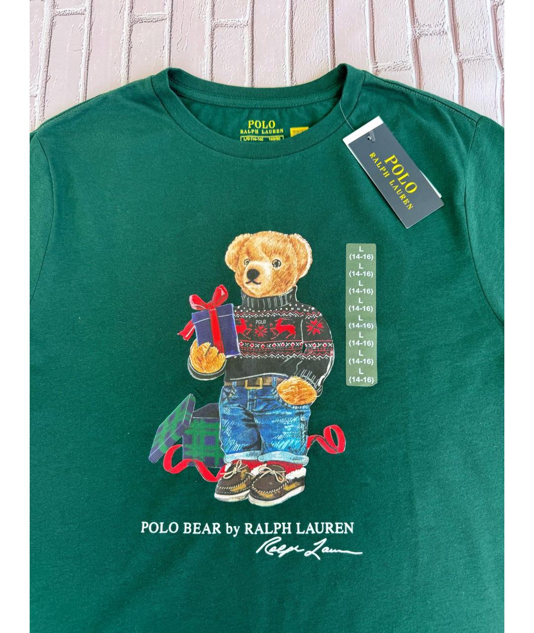 POLO RALPH LAUREN Зеленая хлопковая детская футболка, фото 3