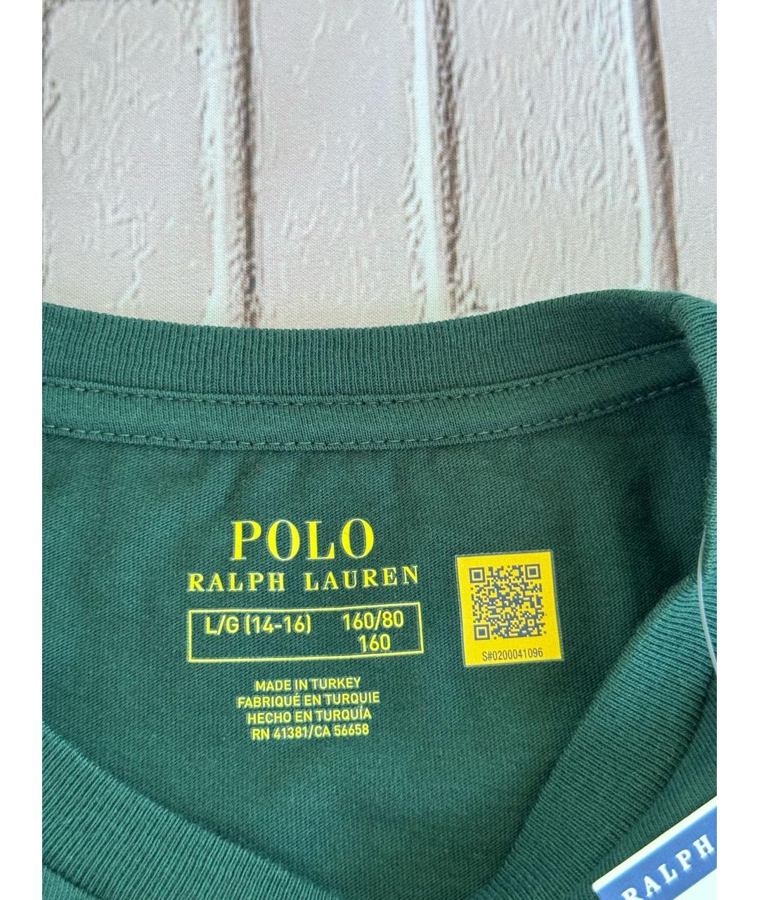 POLO RALPH LAUREN Зеленая хлопковая детская футболка, фото 4