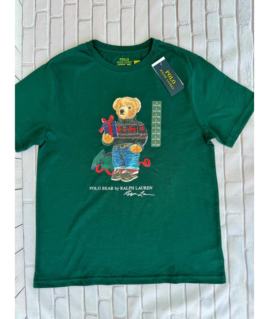 POLO RALPH LAUREN Зеленая хлопковая детская футболка, фото 2