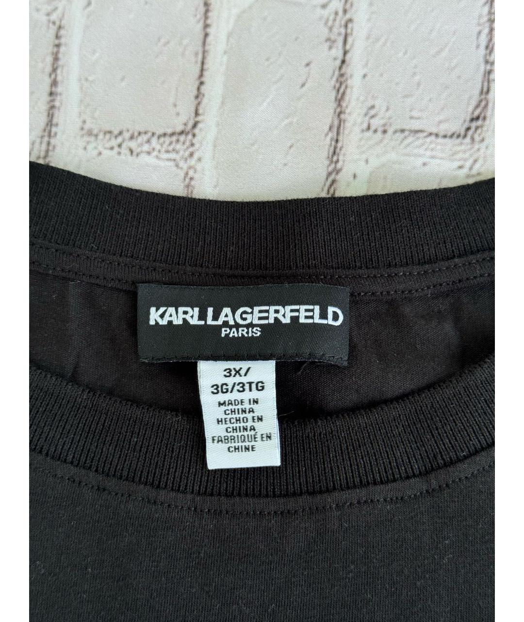 KARL LAGERFELD Черная хлопко-эластановая футболка, фото 5