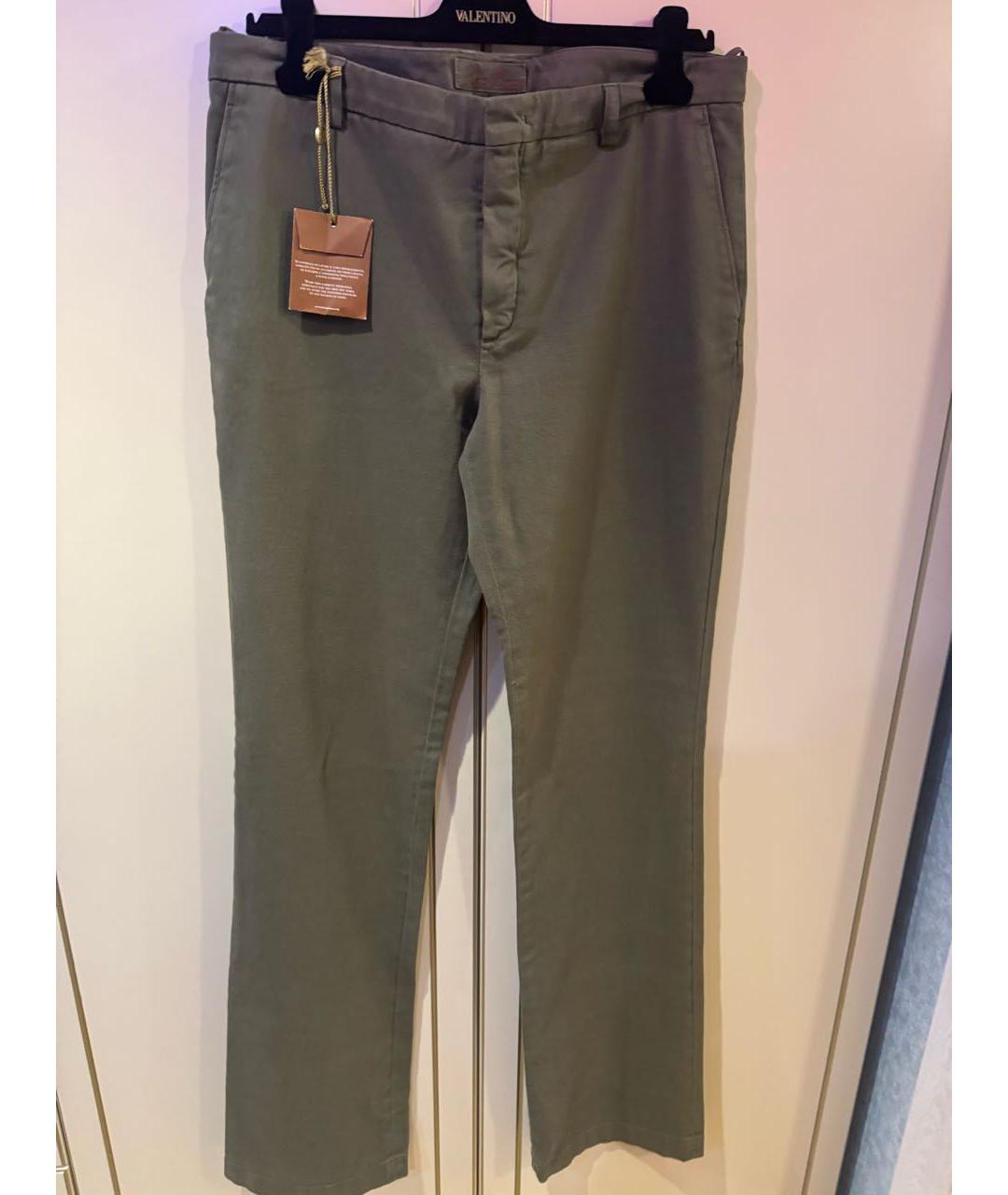 LORO PIANA Хаки хлопко-эластановые прямые джинсы, фото 9