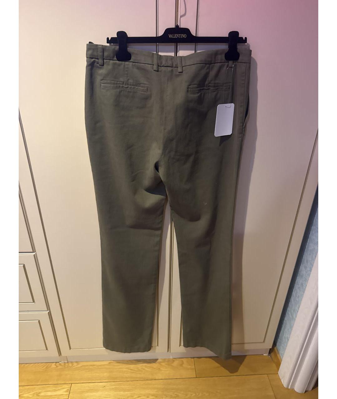 LORO PIANA Хаки хлопко-эластановые прямые джинсы, фото 2