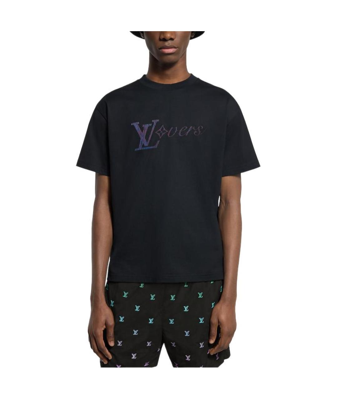 LOUIS VUITTON Черная хлопковая футболка, фото 3