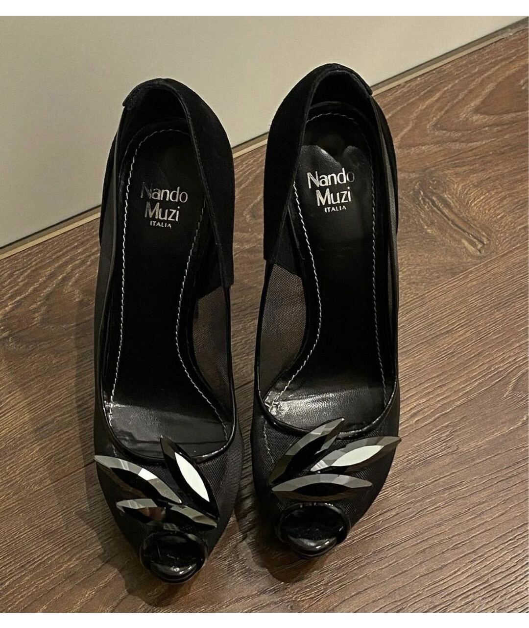 NANDO MUZI Черные бархатные туфли, фото 4