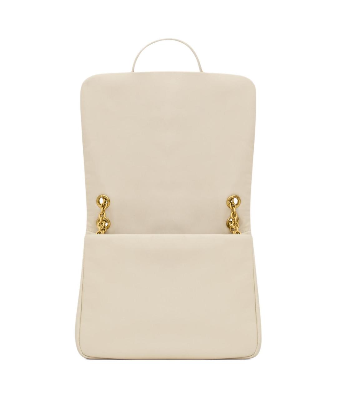 SAINT LAURENT Бежевая кожаная сумка через плечо, фото 4