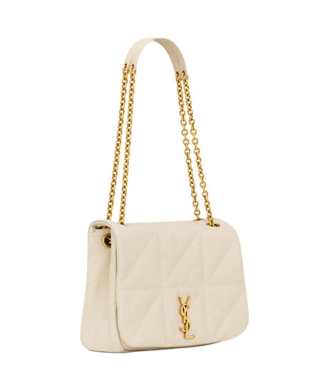SAINT LAURENT Бежевая кожаная сумка через плечо, фото 2