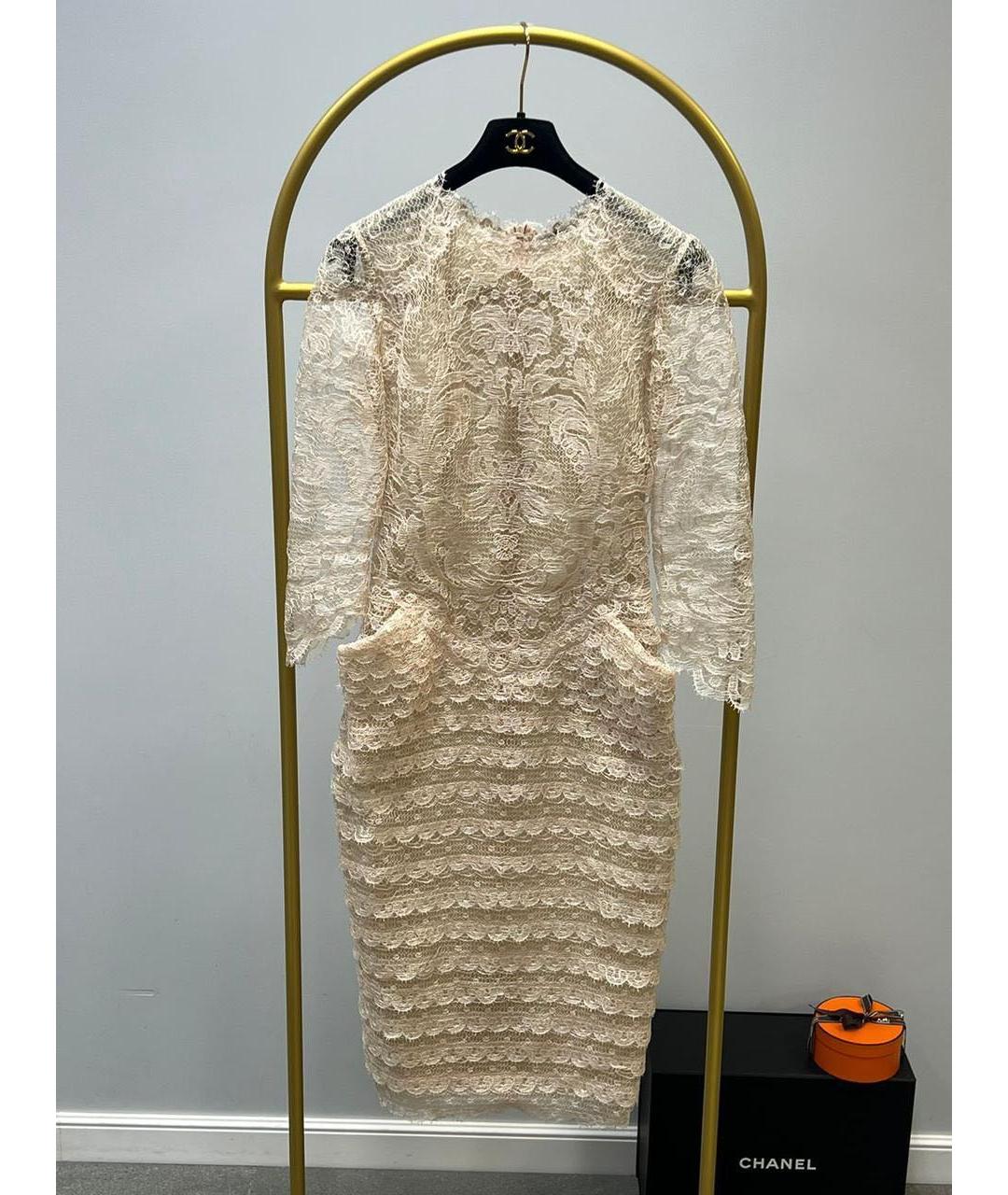 ERMANNO SCERVINO Бежевое кружевное вечернее платье, фото 4