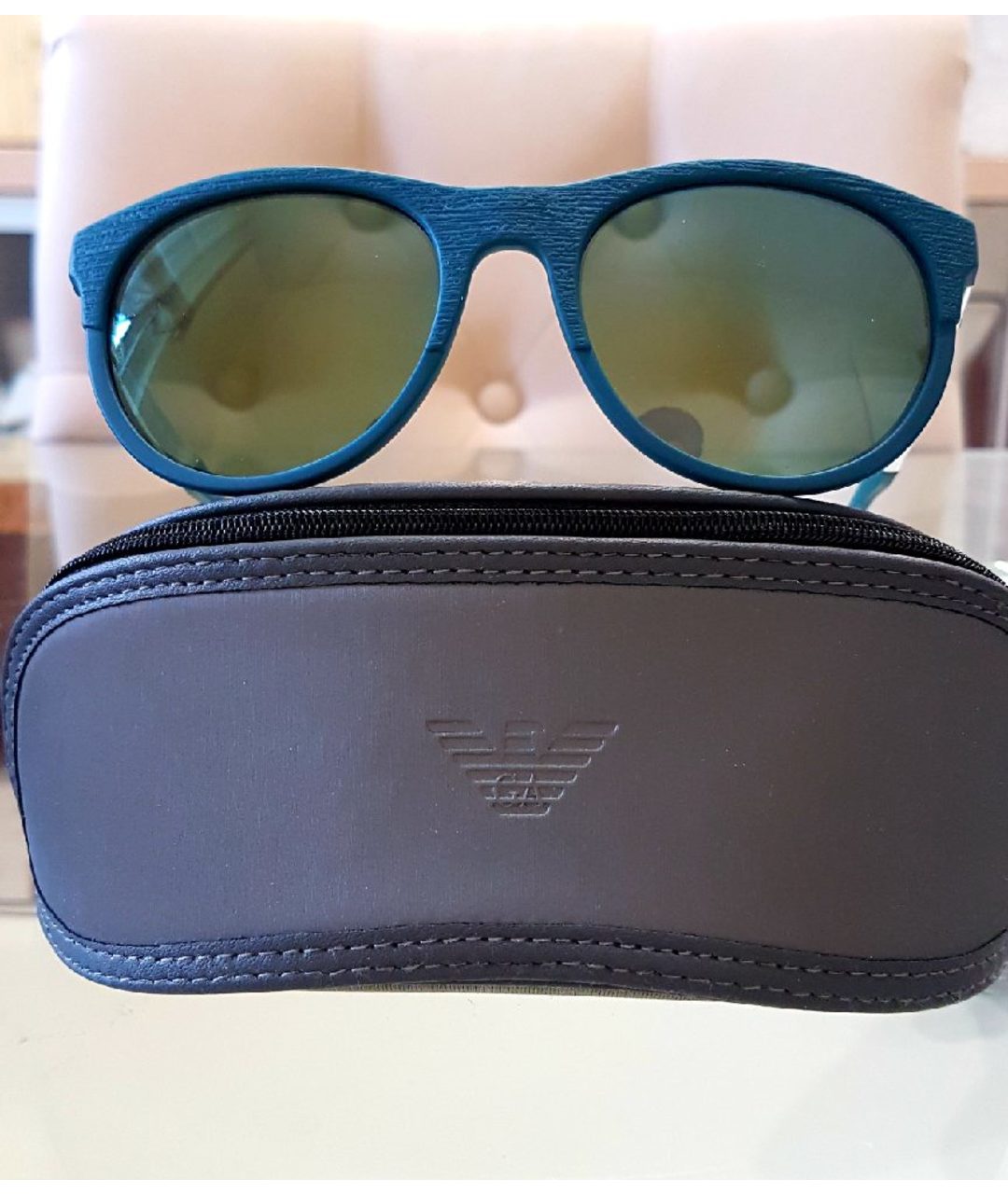GIORGIO ARMANI Бирюзовые пластиковые солнцезащитные очки, фото 2