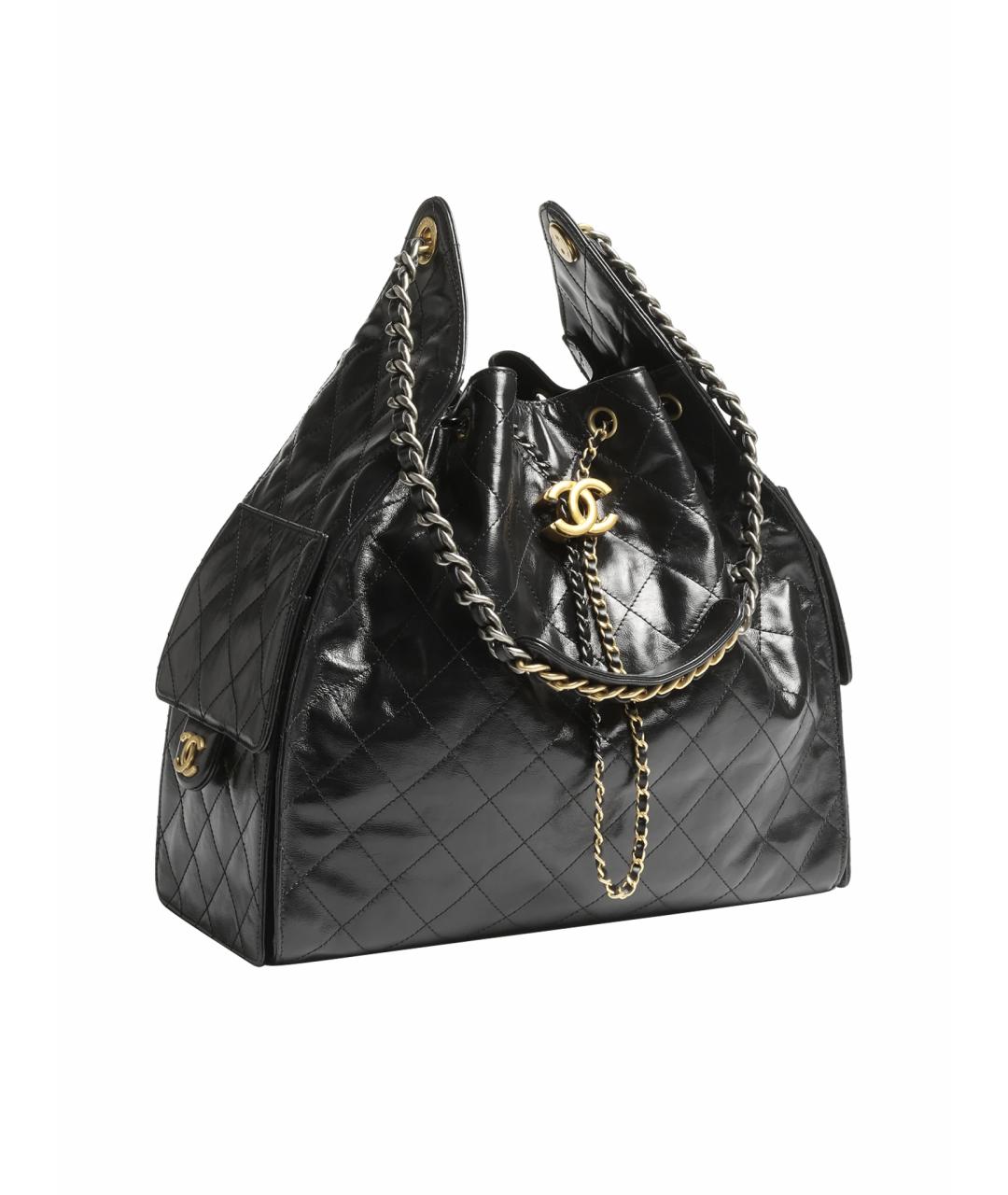 CHANEL Черная кожаная сумка с короткими ручками, фото 1