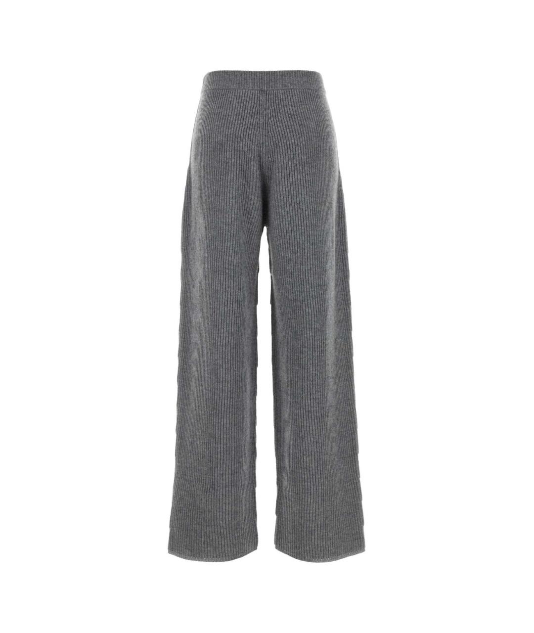 SPORTMAX Серые шерстяные прямые брюки, фото 2