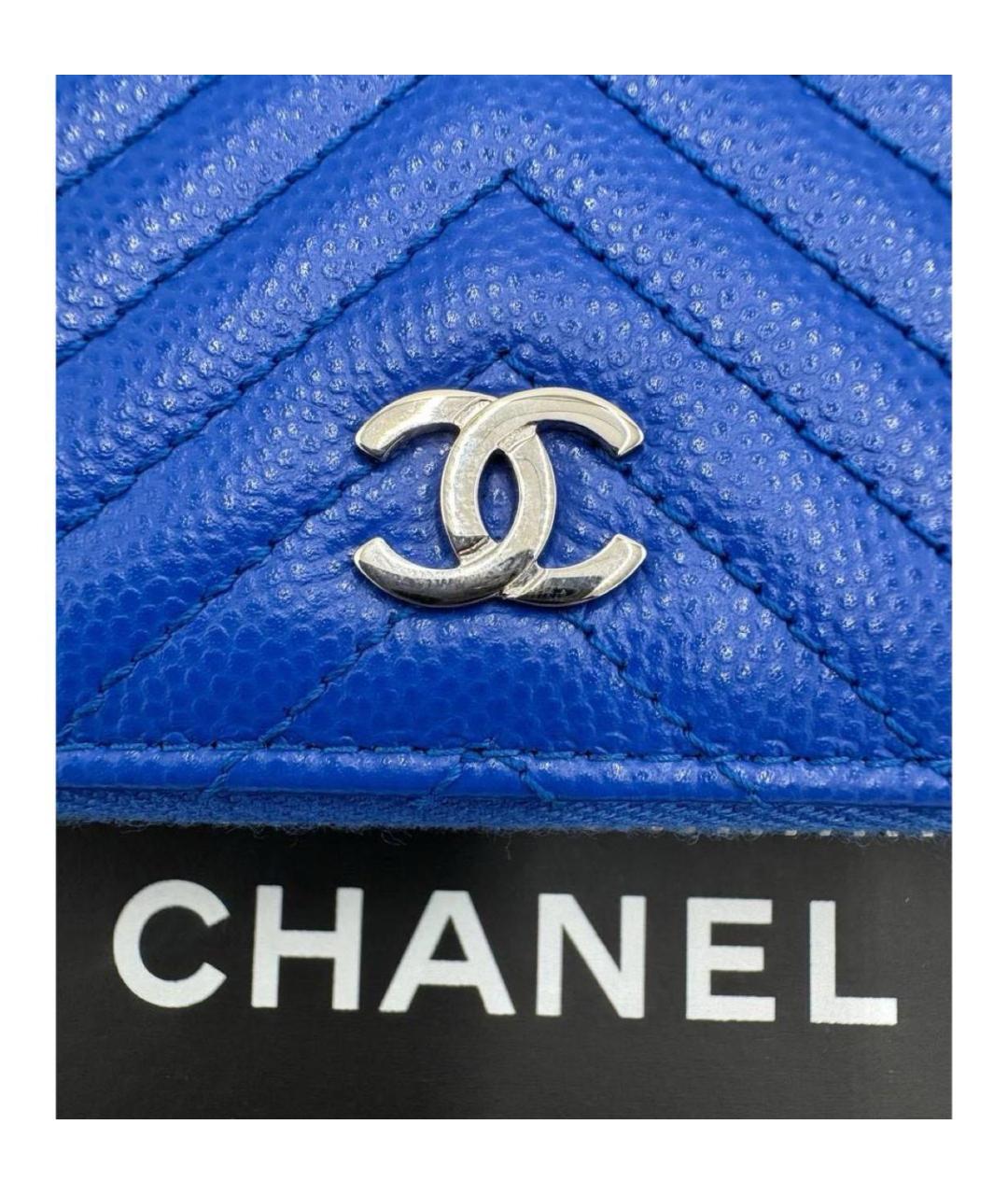 CHANEL Синий кожаный кошелек, фото 4