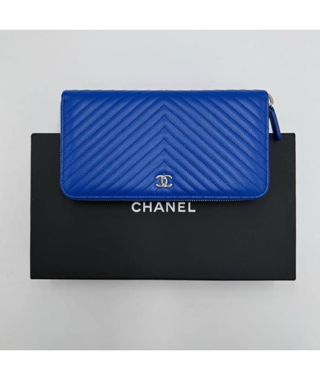 CHANEL Синий кожаный кошелек, фото 6
