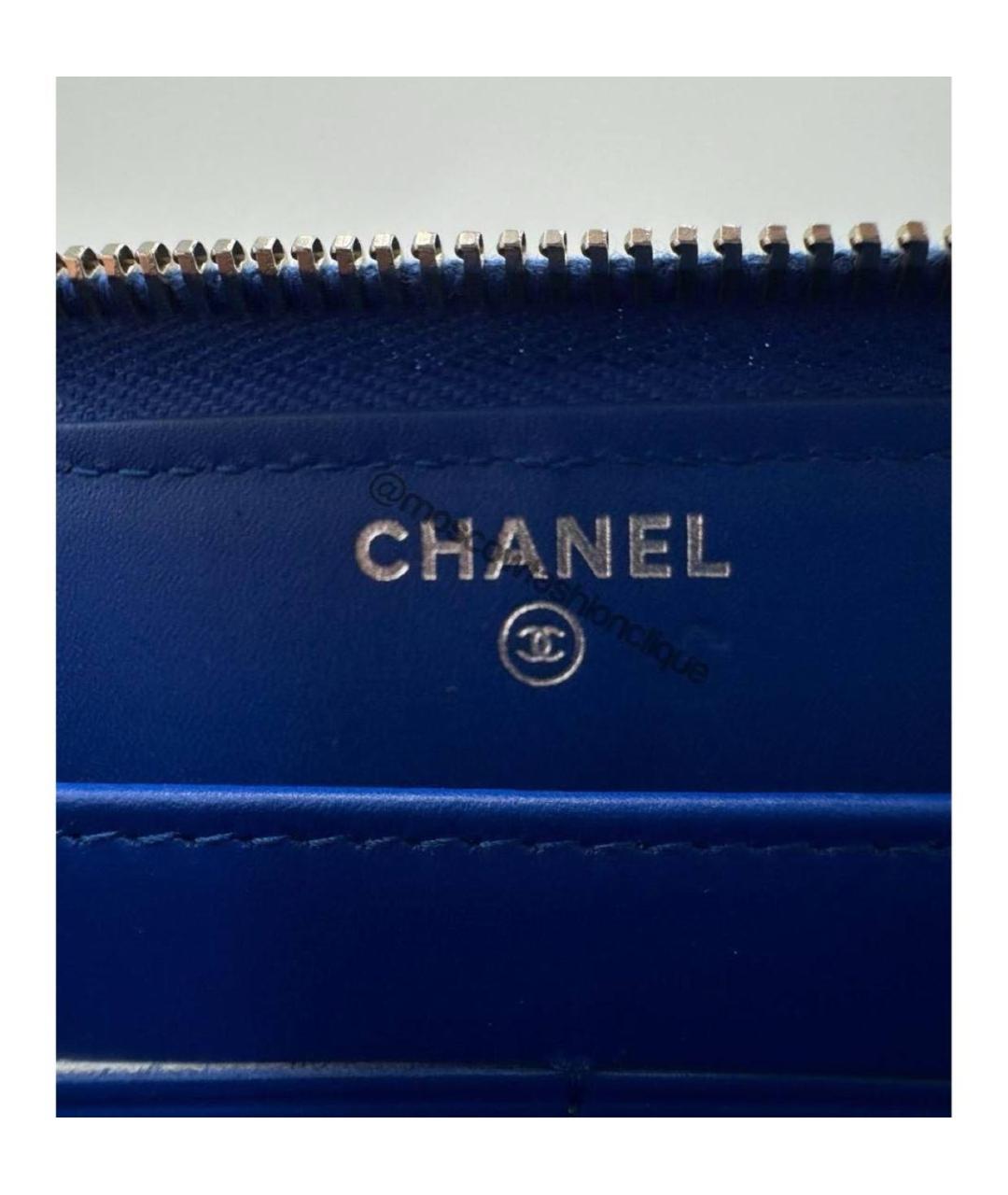 CHANEL Синий кожаный кошелек, фото 7