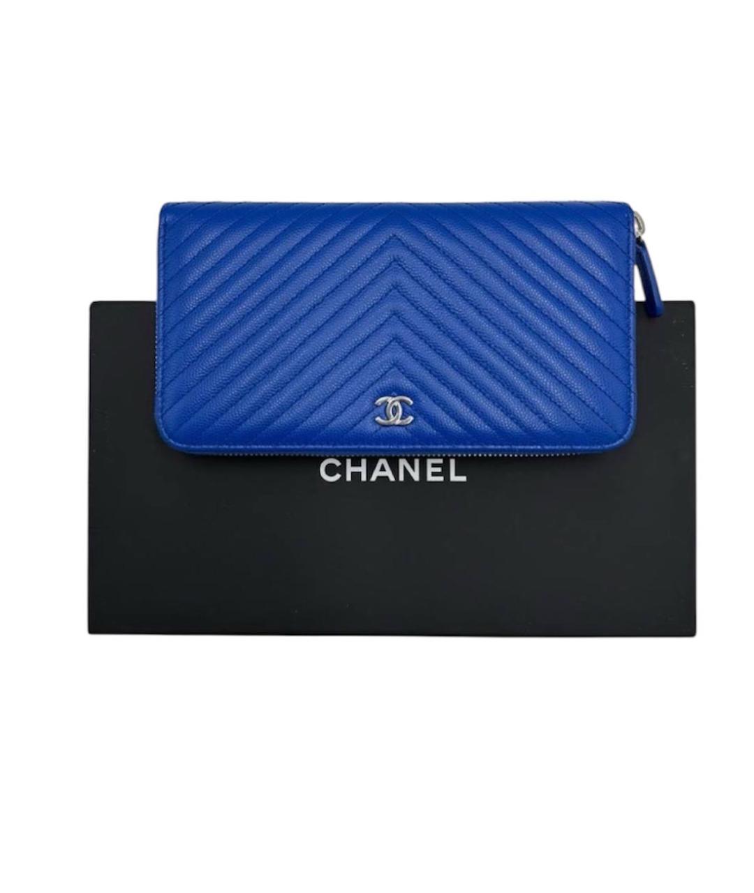 CHANEL Синий кожаный кошелек, фото 2