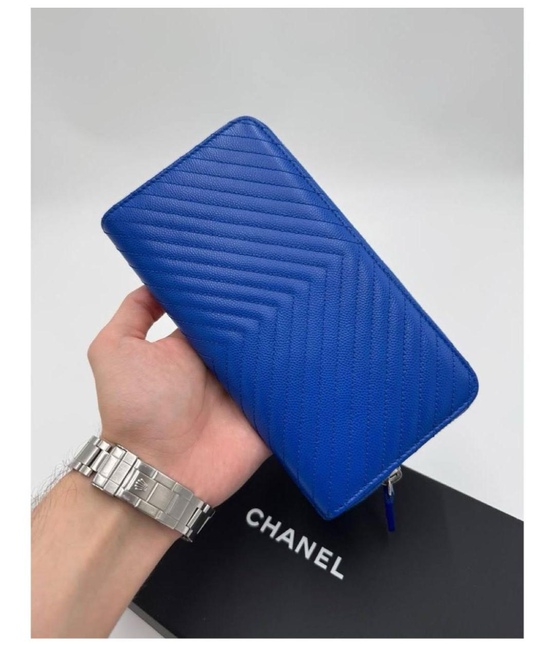 CHANEL Синий кожаный кошелек, фото 3