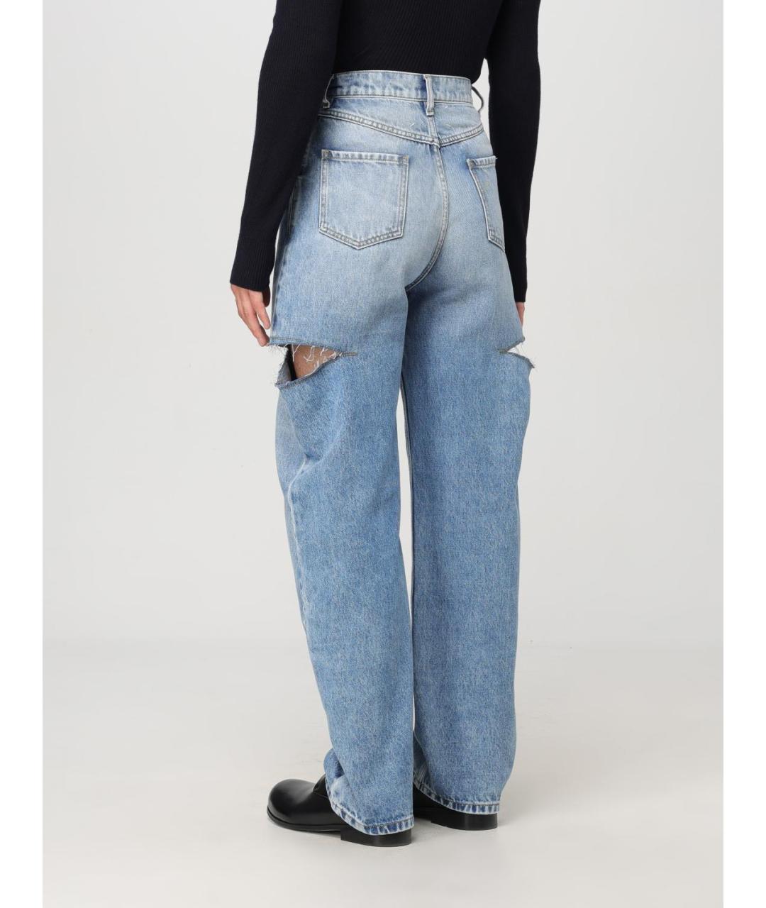 MAISON MARGIELA Голубые хлопковые прямые джинсы, фото 4