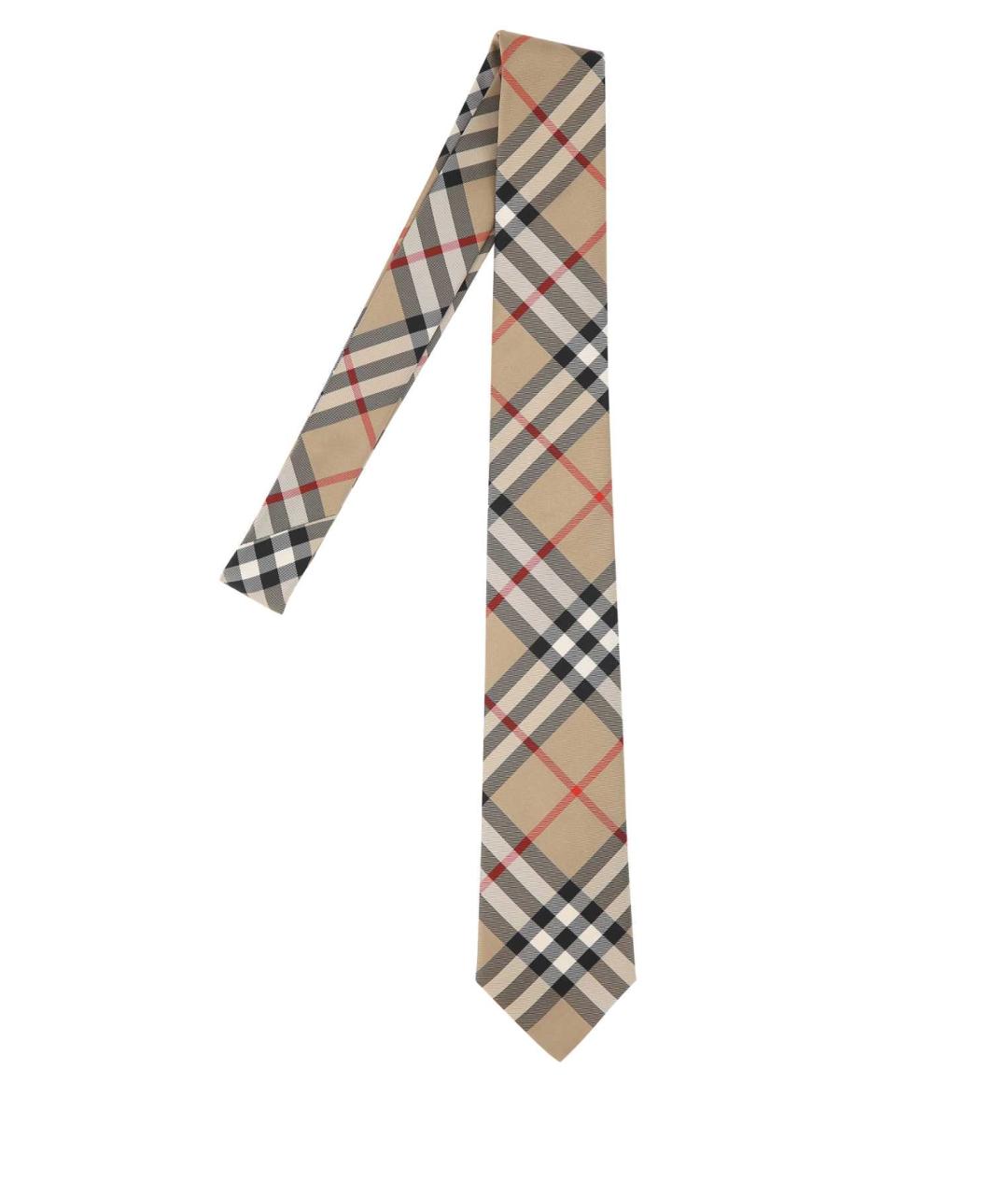 BURBERRY Бежевый шелковый галстук, фото 2