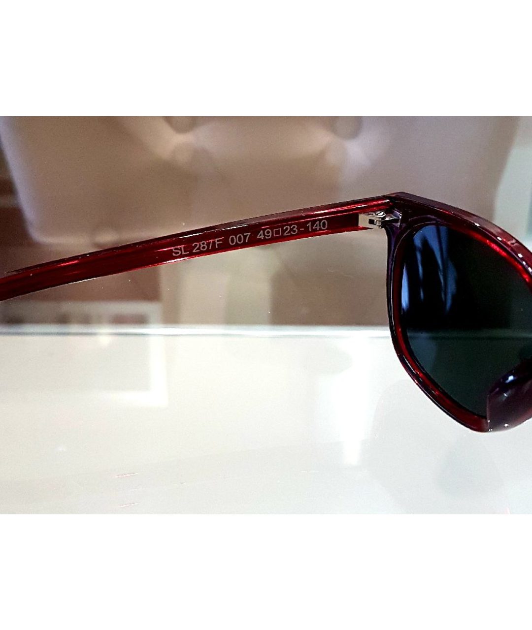 SAINT LAURENT Бордовые пластиковые солнцезащитные очки, фото 4