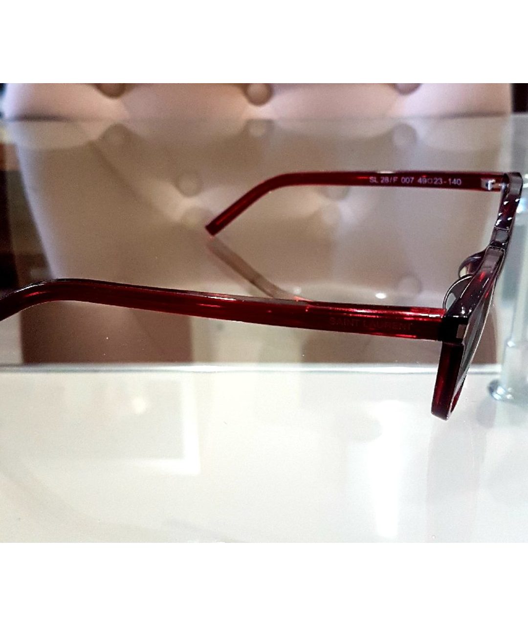 SAINT LAURENT Бордовые пластиковые солнцезащитные очки, фото 3