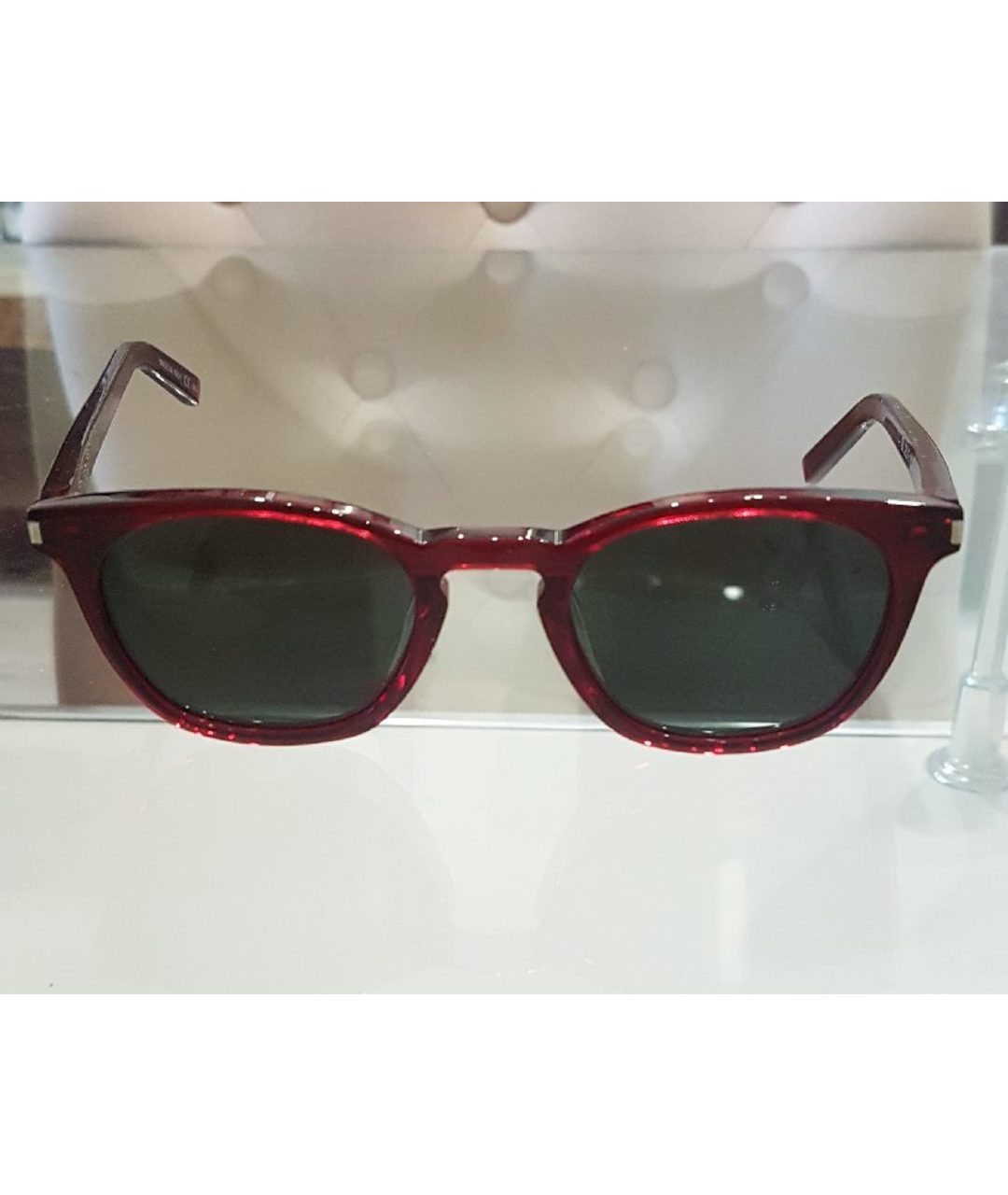 SAINT LAURENT Бордовые пластиковые солнцезащитные очки, фото 5