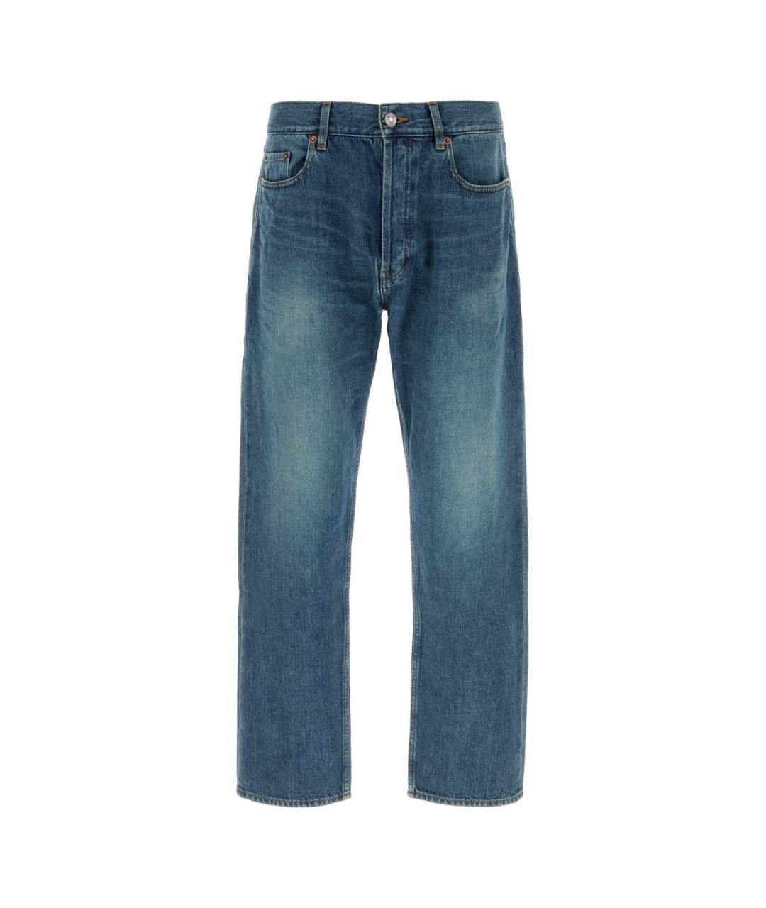 SAINT LAURENT Синие хлопковые прямые джинсы, фото 1