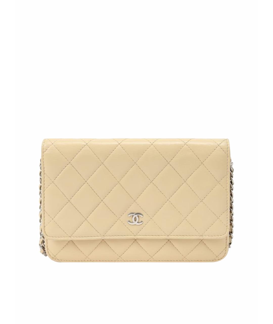 CHANEL Бежевая кожаная сумка через плечо, фото 1