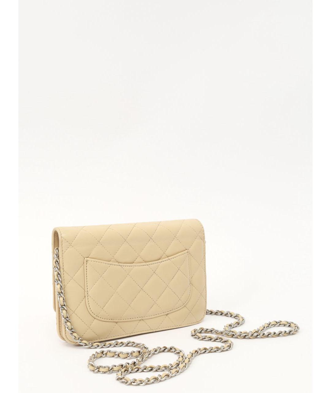 CHANEL Бежевая кожаная сумка через плечо, фото 3