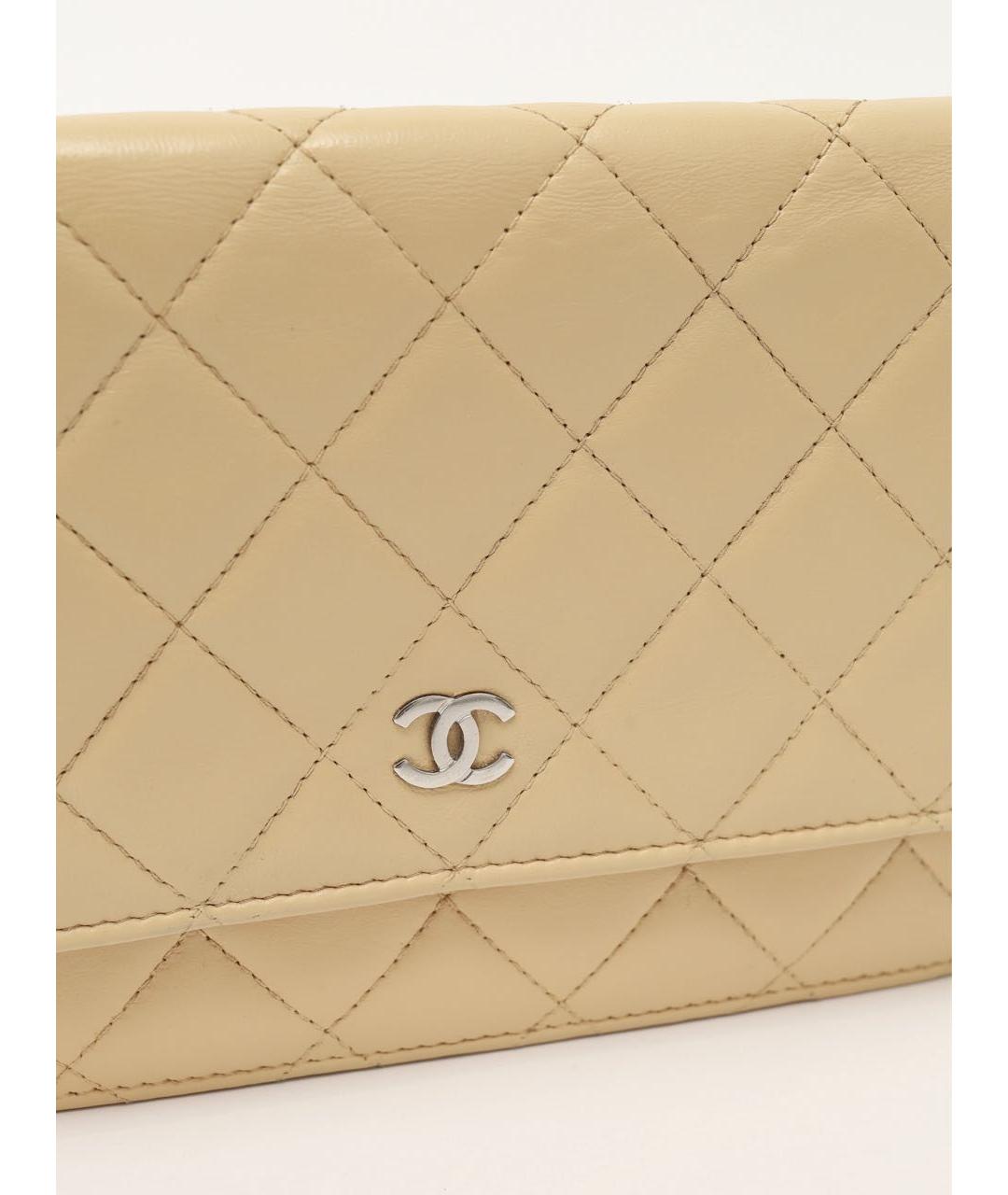 CHANEL Бежевая кожаная сумка через плечо, фото 7